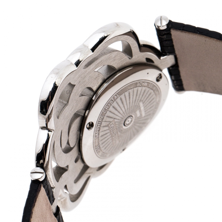 Pre Owned Valentino Black Stainless Steel Rosier Baselworld V55 Women's Wristwatch 40 mm