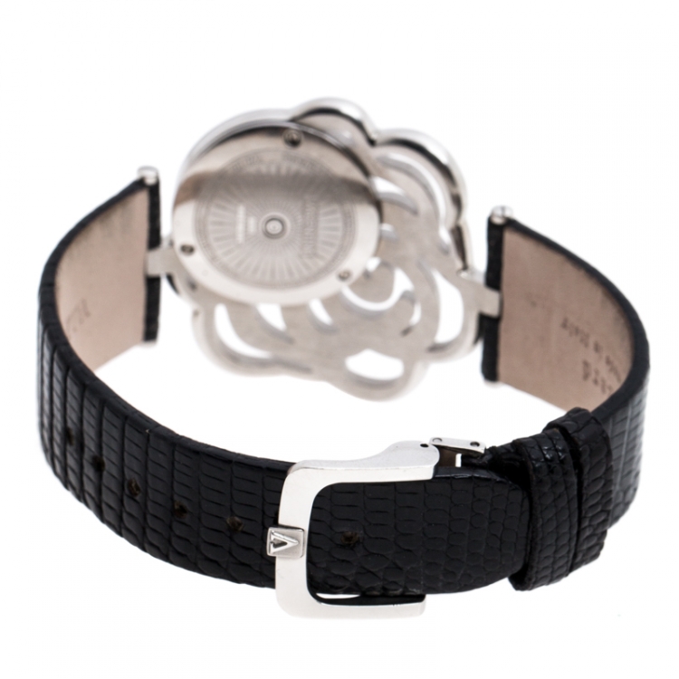 Pre Owned Valentino Black Stainless Steel Rosier Baselworld V55 Women's Wristwatch 40 mm