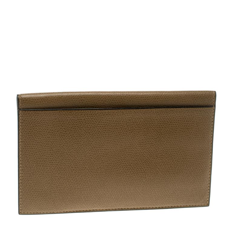 مملوكة مسبقًا Valextra Brown Textured Leather Vertical Wallet