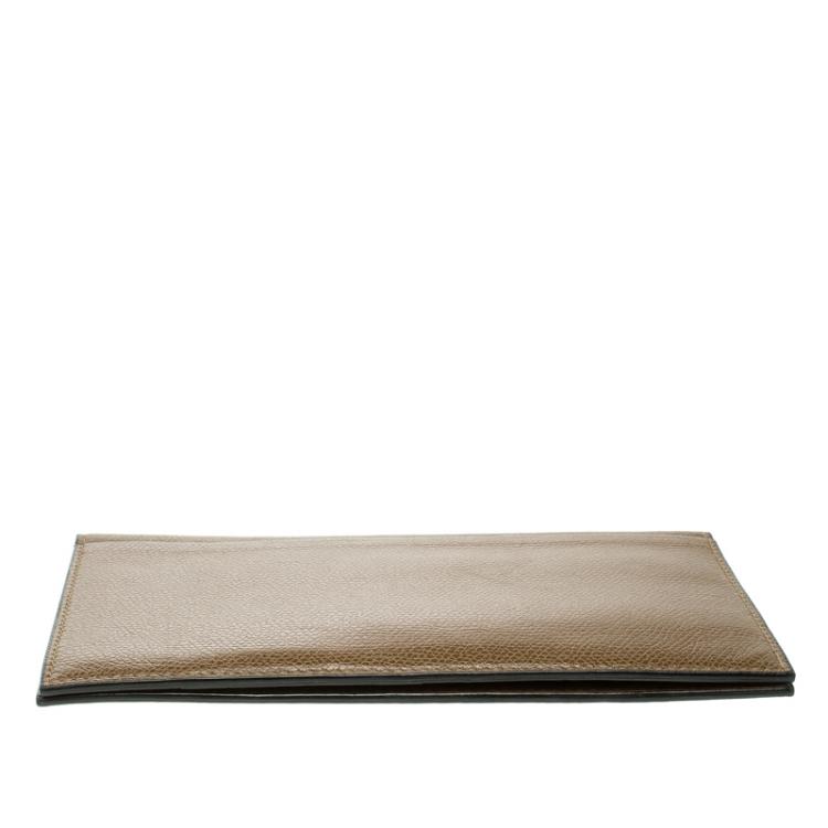 مملوكة مسبقًا Valextra Brown Textured Leather Vertical Wallet