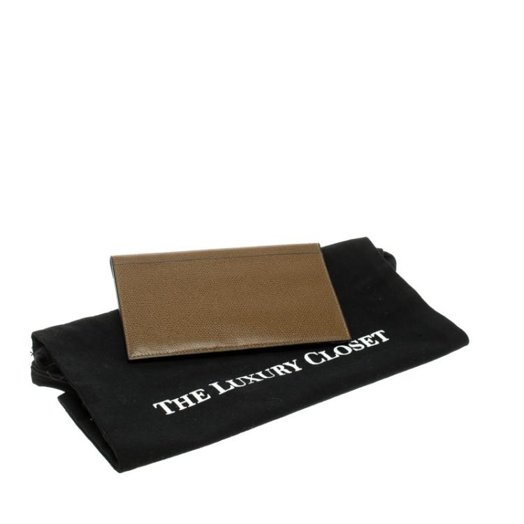 مملوكة مسبقًا Valextra Brown Textured Leather Vertical Wallet