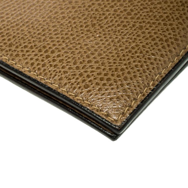 مملوكة مسبقًا Valextra Brown Textured Leather Vertical Wallet