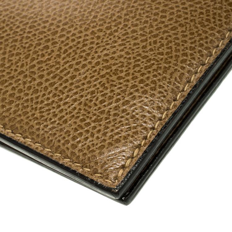 مملوكة مسبقًا Valextra Brown Textured Leather Vertical Wallet