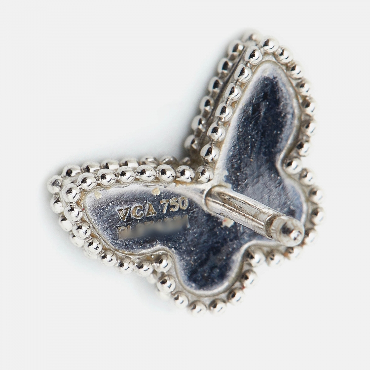 Pre Owned Van Cleef & Arpels Sweet Alhambra Butterfly Turquoise 18K White Gold Stud Earrings