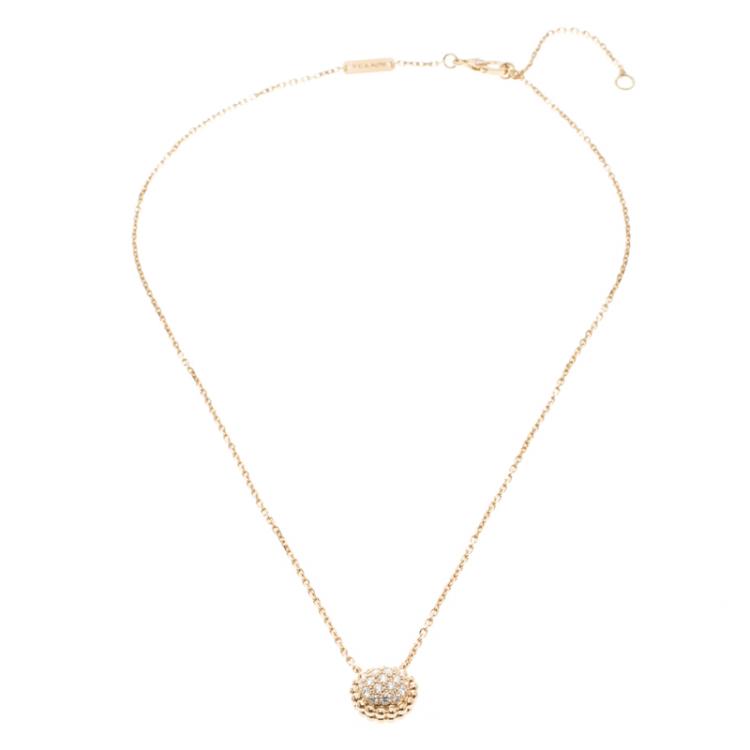 Pre Owned Van Cleef & Arpels Perlee Diamants Diamond 18k Rose Gold Pendant Necklace