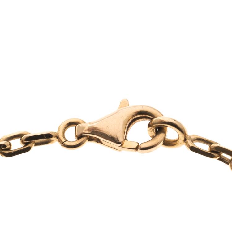 Pre Owned Van Cleef & Arpels Vintage Alhambra 5 Motif Wood 18k Rose Gold Bracelet 19cm