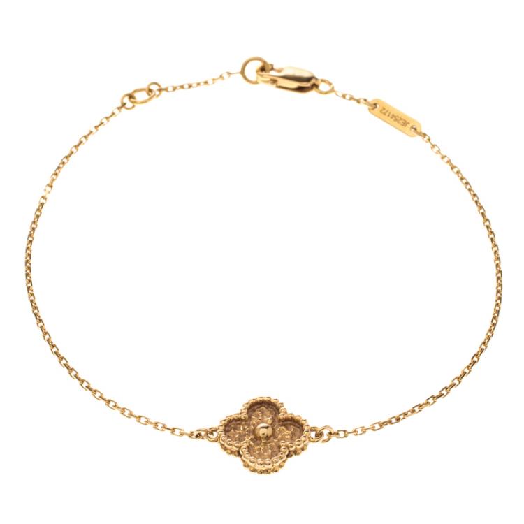 Pre Owned Van Cleef & Arpels Sweet Alhambra Textured 18k Rose Gold Bracelet