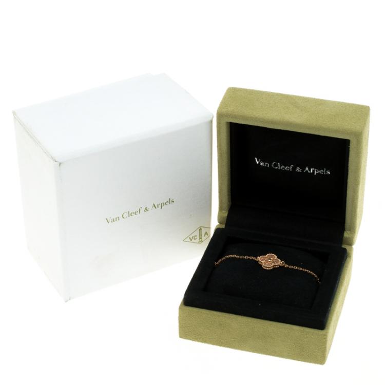 Pre Owned Van Cleef & Arpels Sweet Alhambra Textured 18k Rose Gold Bracelet