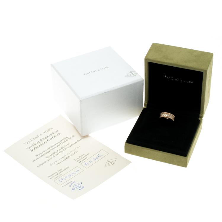 Pre Owned Van Cleef & Arpels Perlee Diamond & 18k Rose Gold Eternity Band Ring Size 51