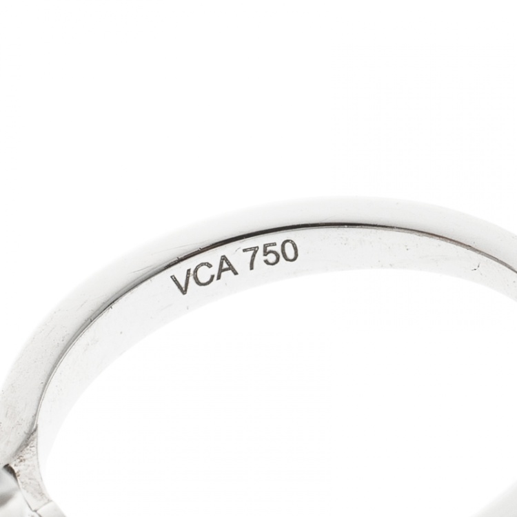 Pre Owned Van Cleef & Arpels Frivole Diamond Pave 18K White Gold Ring Size 54