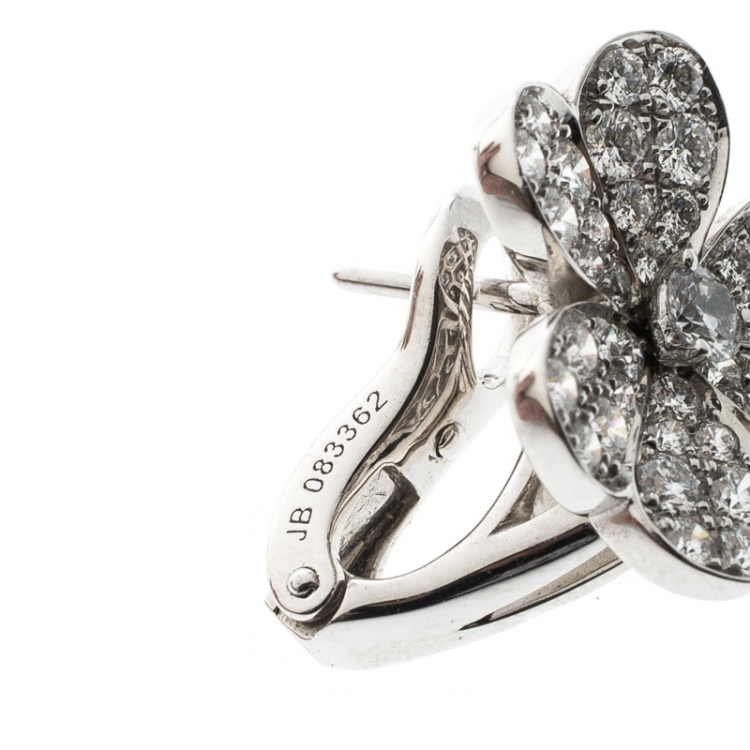 Pre Owned Van Cleef & Arpels Frivole Diamond Paved 18K White Gold Earrings