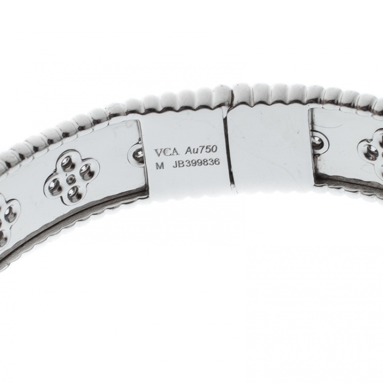 Pre Owned Van Cleef & Arpels Perlée Clover Diamond & 18k White Gold Bracelet M