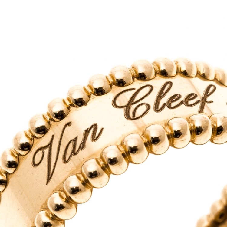 Pre Owned Van Cleef & Arpels Perlee Signature Rose Gold Ring Size 53