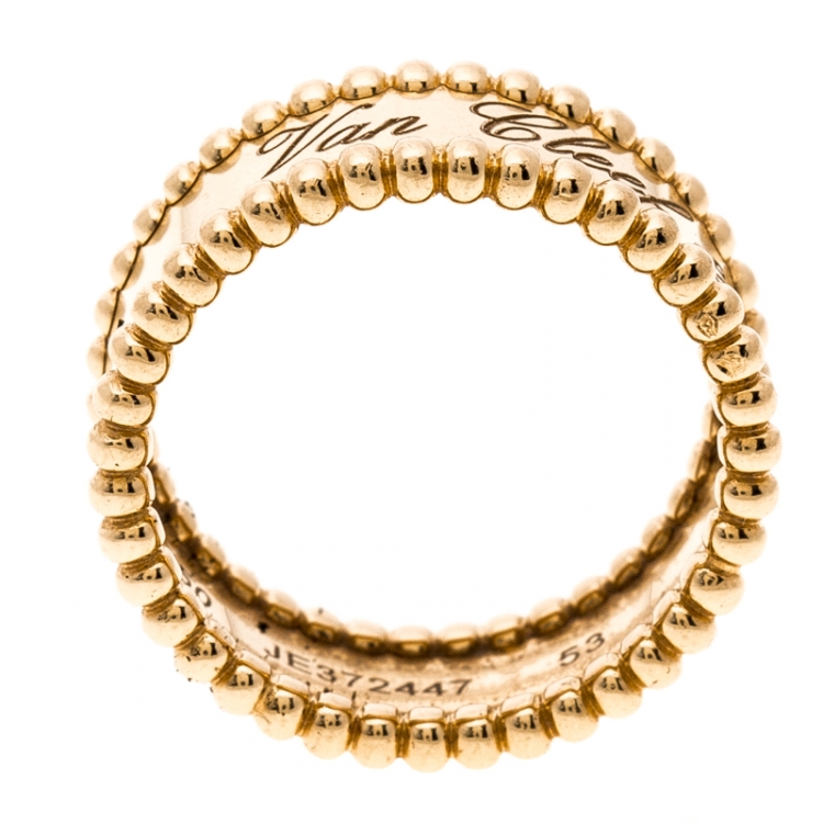 Pre Owned Van Cleef & Arpels Perlee Signature Rose Gold Ring Size 53