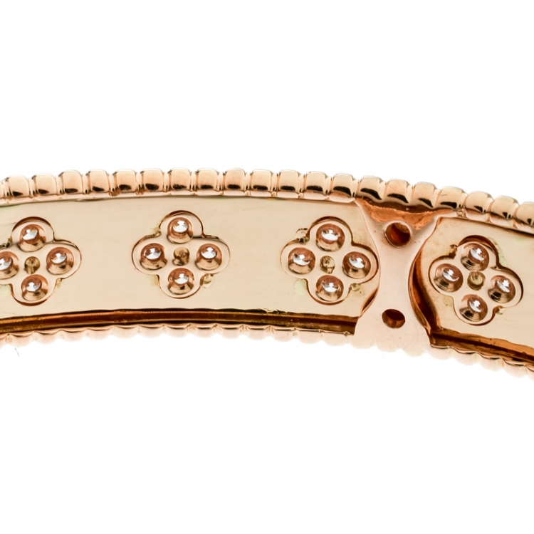 Pre Owned Van Cleef & Arpels Perlée Clover Diamond & 18k Rose Gold Bracelet M