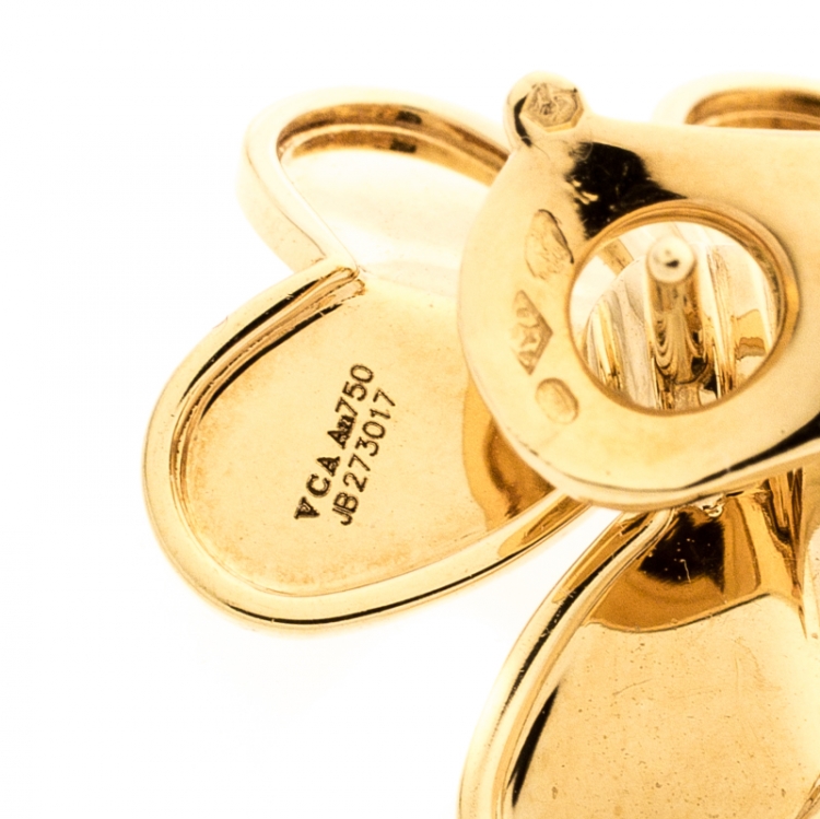 Pre Owned Van Cleef & Arpels Frivole Diamond 18k Yellow Gold Large Stud Earrings