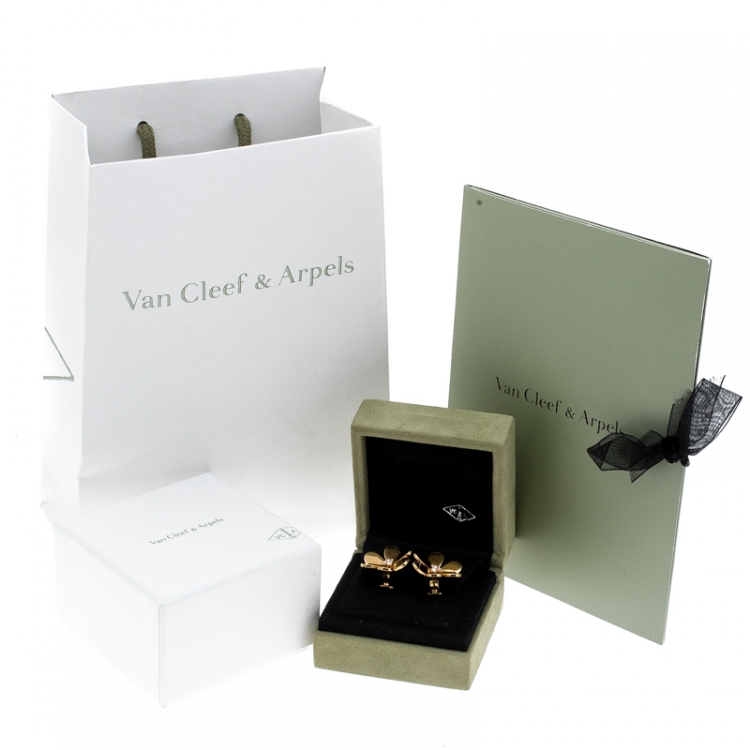 Pre Owned Van Cleef & Arpels Frivole Diamond 18k Yellow Gold Large Stud Earrings