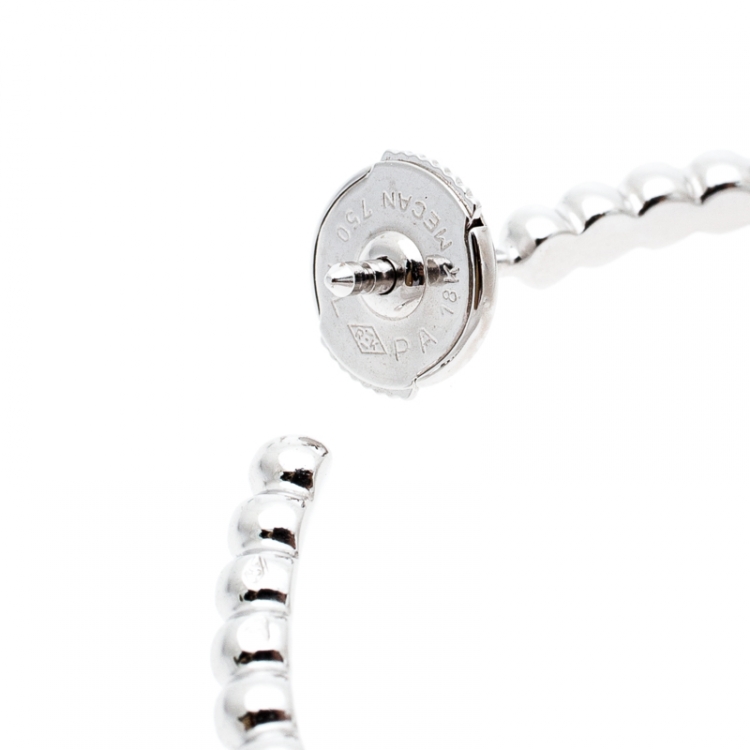 Pre Owned Van Cleef & Arpels Perlee Pearls 18K White Gold Hoop Earrings