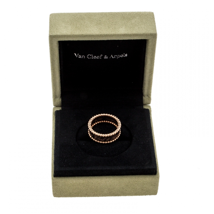 Pre Owned Van Cleef & Arpels Perlée Signature 18k Rose Gold Band Ring Size 52