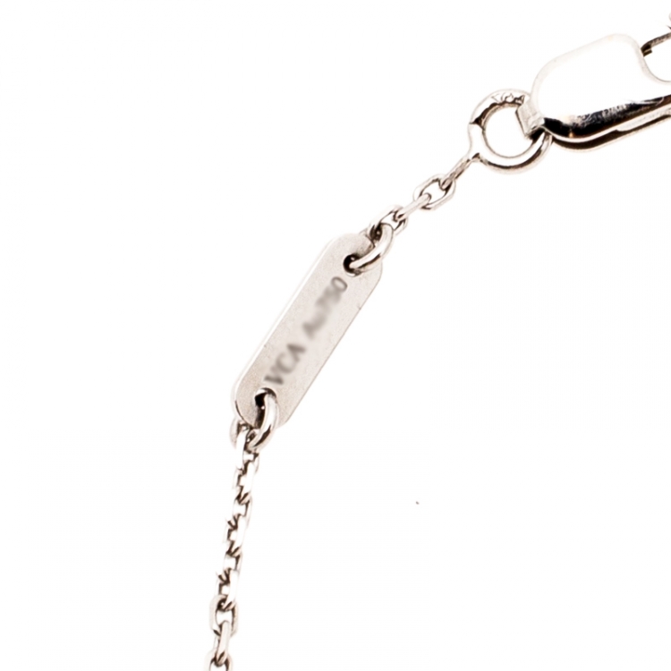 Pre Owned Van Cleef and Arpels Sweet Alhambra Butterfly Turquoise 18k White Gold Bracelet 