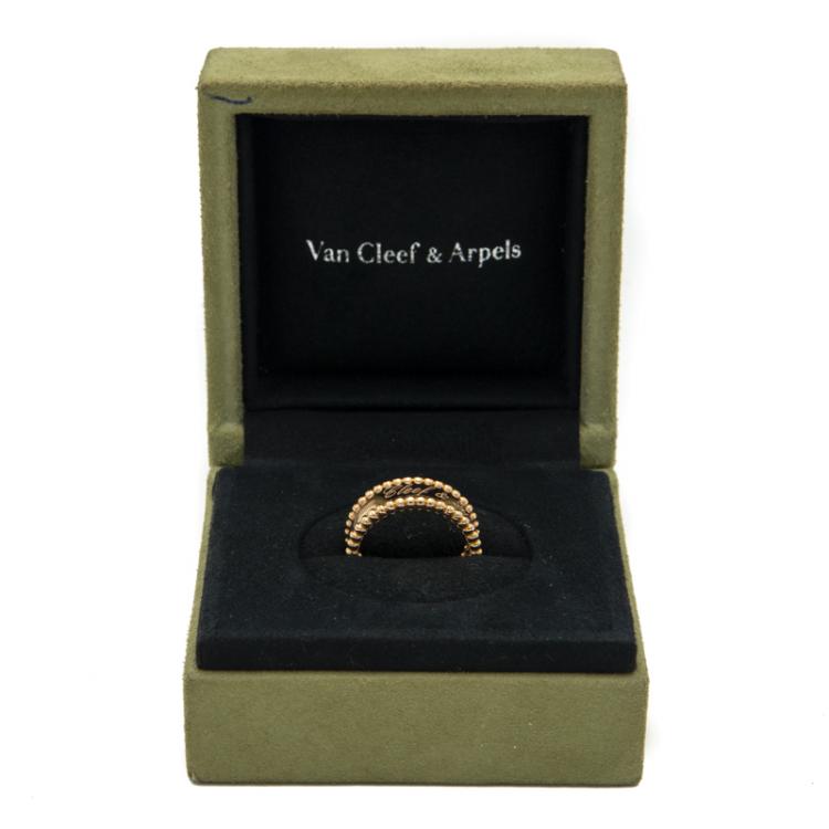 Pre Owned Van Cleef & Arpels Perlee Signature 18K Rose Gold Band Ring Size 52