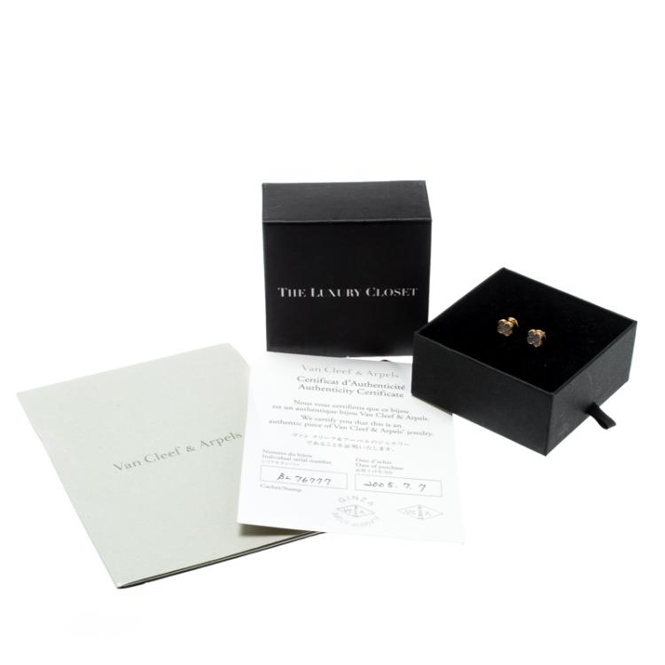 Pre Owned Van Cleef & Arpels Sweet Alhambra Mother of Pearl 18k Yellow Gold Stud Earrings