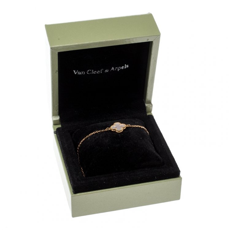Pre Owned Van Cleef & Arpels Sweet Alhambra Mother of Pearl 18k Yellow Gold Bracelet
