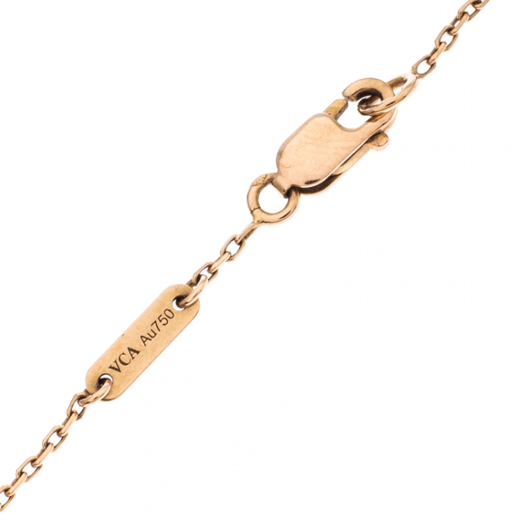 Pre Owned Van Cleef and Arpels Sweet Alhambra Red Carnelian 18k Rose Gold Bracelet