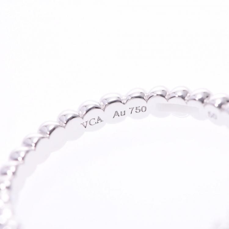 Pre Owned Van Cleef & Arpels Perlée 18K White Gold Ring Size 50