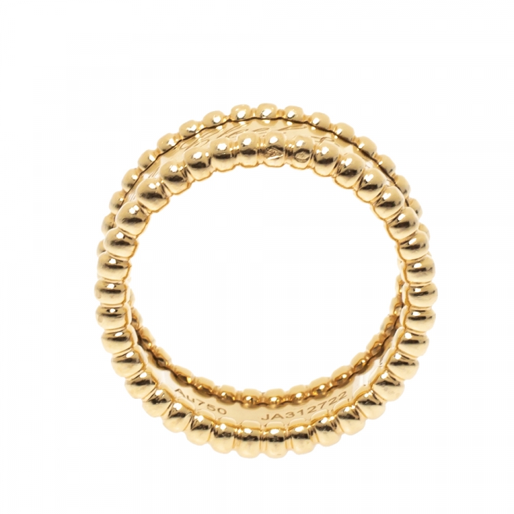 Pre Owned Van Cleef & Arpels Perlee Signature 18K Yellow Gold Band Ring Size 51