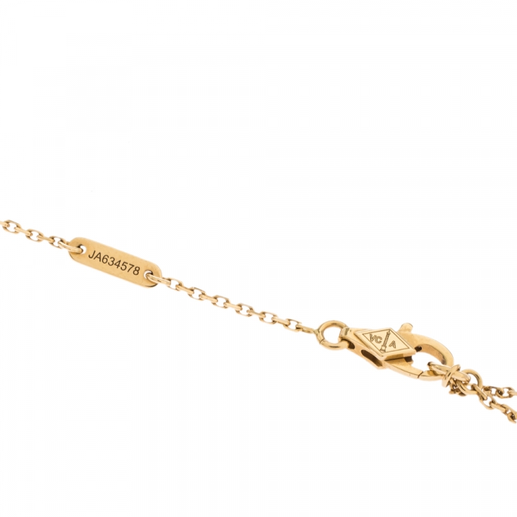 Pre Owned Van Cleef & Arpels Sweet Alhambra Mother of Pearl 18K Yellow Gold Pendant Necklace