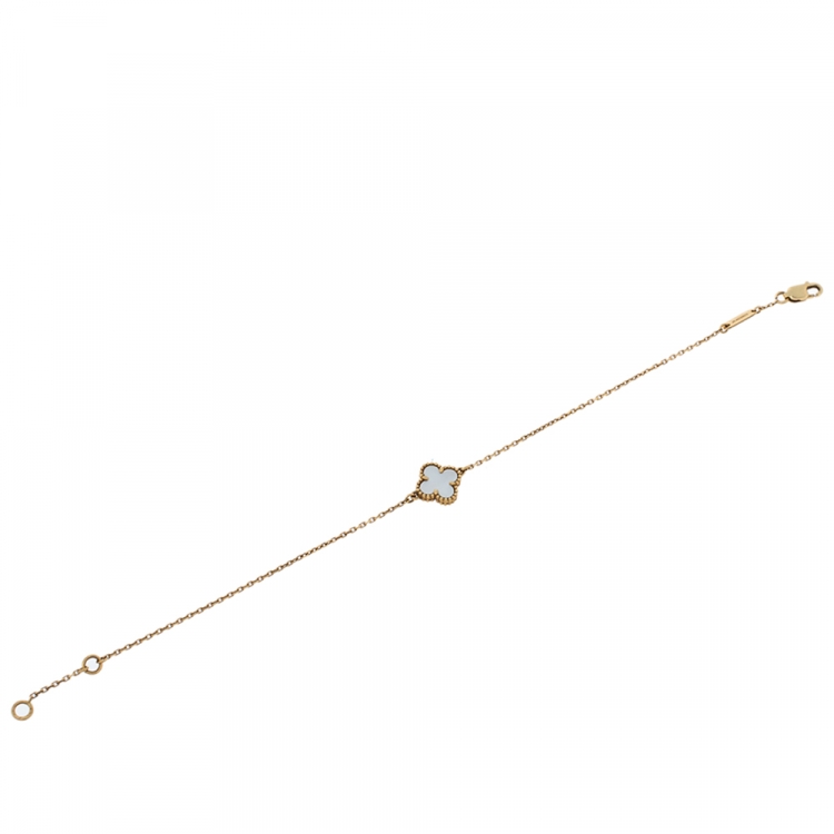 Pre Owned Van Cleef & Arpels Sweet Alhambra Mother of Pearl 18K Yellow Gold Bracelet