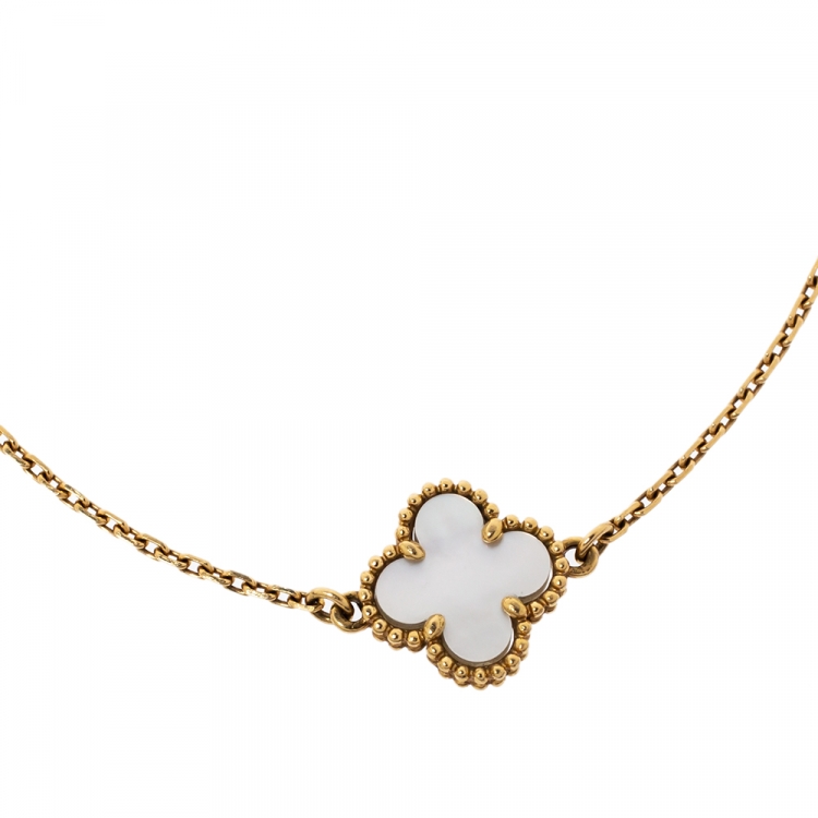 Pre Owned Van Cleef & Arpels Sweet Alhambra Mother of Pearl 18K Yellow Gold Bracelet