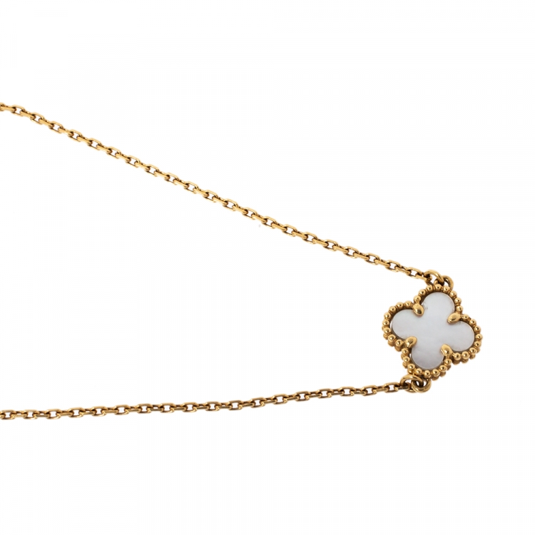 Pre Owned Van Cleef & Arpels Sweet Alhambra Mother of Pearl 18K Yellow Gold Bracelet