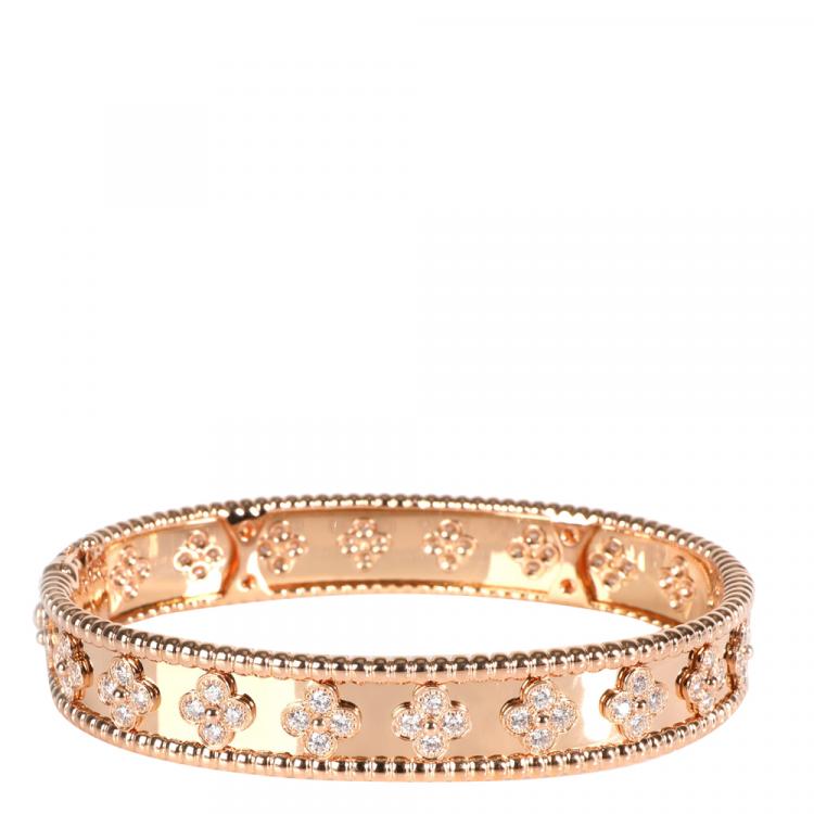 Van Cleef & Arpels Bracelet, Rose Gold & Diamond Clovers - Perlee