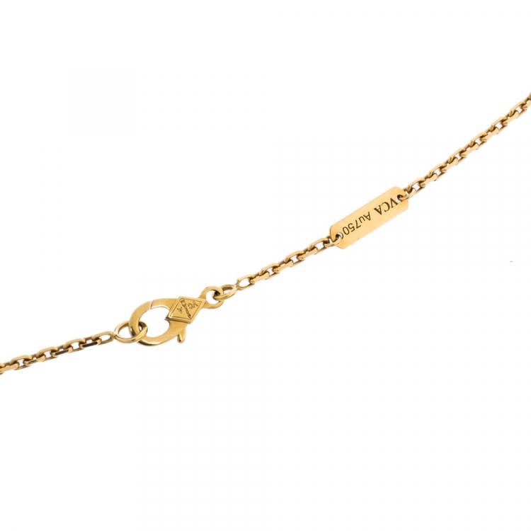 Pre Owned Van Cleef & Arpels Magic Alhambra Malachite 18K Yellow Gold Pendant Necklace