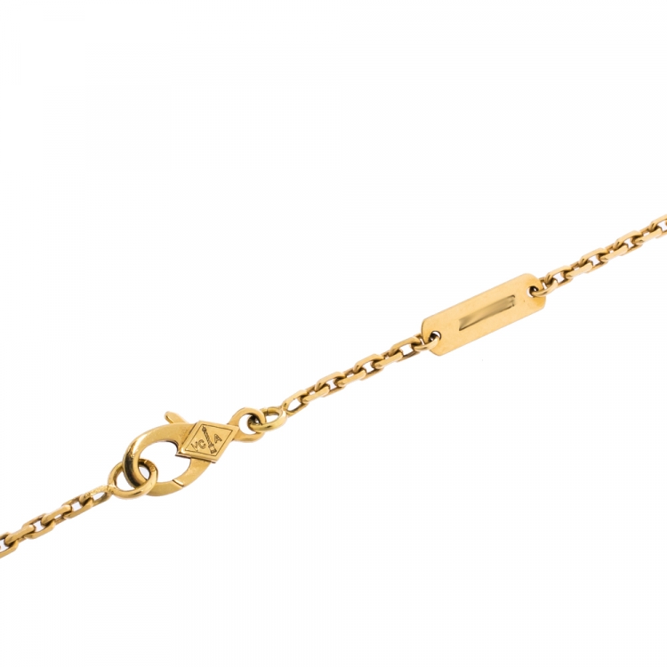 Pre Owned Van Cleef & Arpels Magic Alhambra Malachite 18K Yellow Gold Pendant Necklace