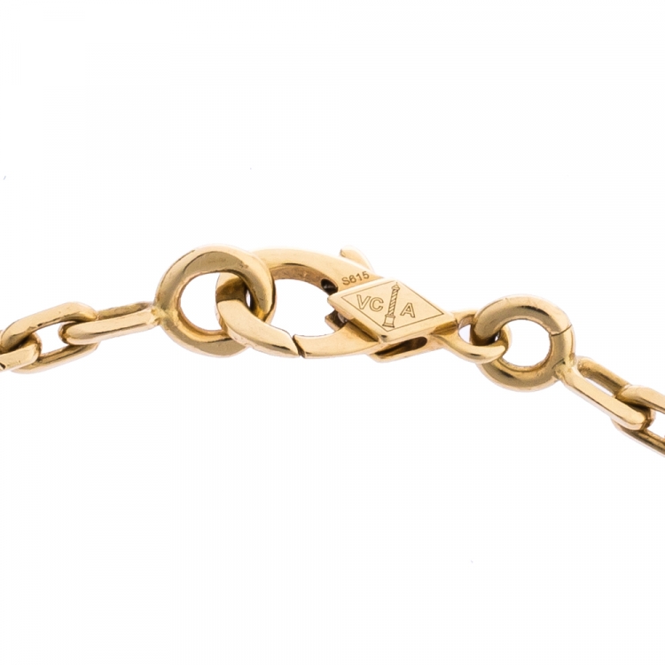 Pre Owned Van Cleef & Arpels Magic Alhambra 5 Motifs Mother of Pearl and Onyx 18K Yellow Gold Bracelet