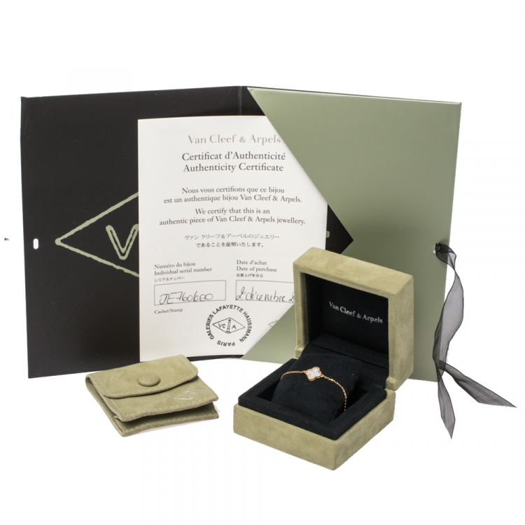 Pre Owned Van Cleef & Arpels Sweet Alhambra Mother of Pearl 18K Yellow Gold Bracelet