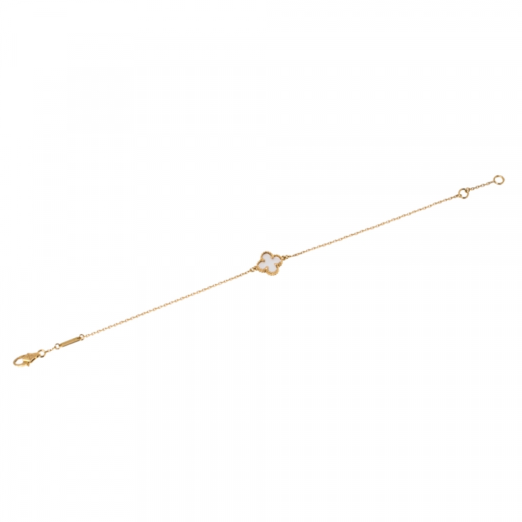 Pre Owned Van Cleef & Arpels Sweet Alhambra Mother of Pearl 18K Yellow Gold Bracelet
