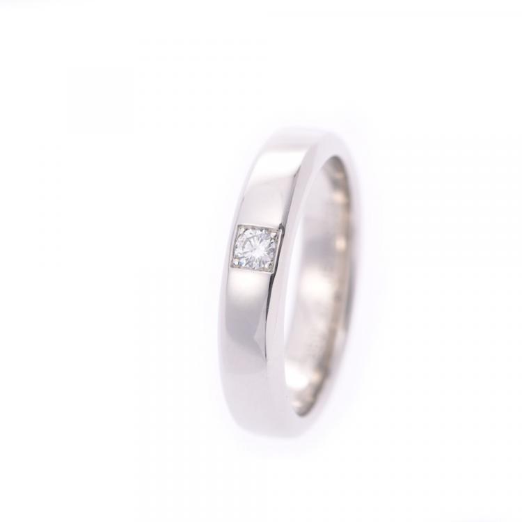 Pre Owned Van Cleef & Arpels 1 Diamond Platinum Wedding Ring Size 47