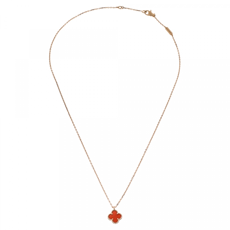 Van Cleef & Arpels Sweet Alhambra Clover Red Carnelian Rose Gold Pendant  Necklace Van Cleef & Arpels | The Luxury Closet