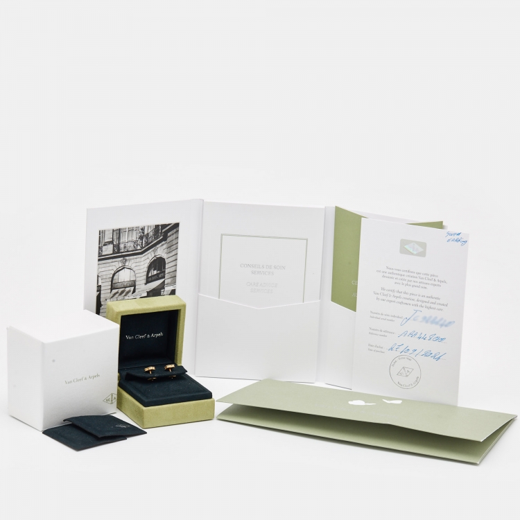 Pre Owned Van Cleef & Arpels Sweet Alhambra Mother of Pearl 18k Yellow Gold Stud Earrings