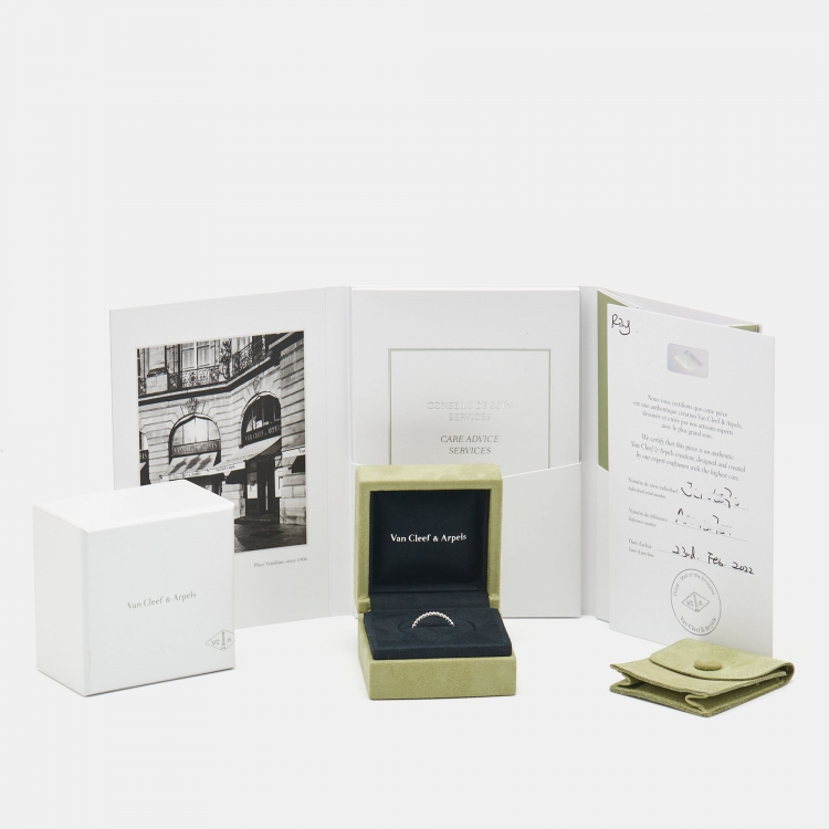 Pre Owned Van Cleef & Arpels Perlée Pearls of Gold 18k White Gold Small Model Ring Size 54