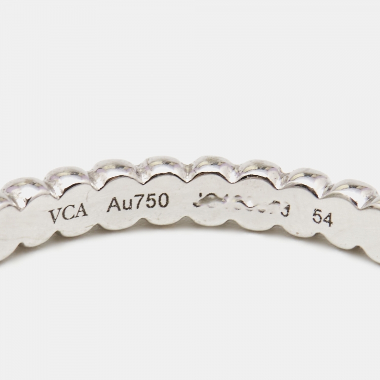 Pre Owned Van Cleef & Arpels Perlée Pearls of Gold 18k White Gold Small Model Ring Size 54