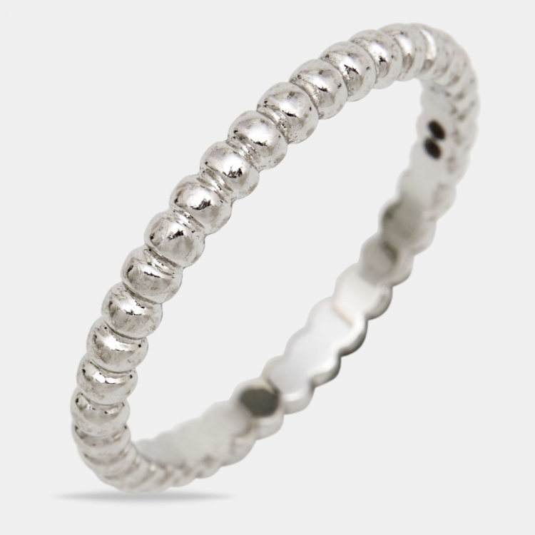 Pre Owned Van Cleef & Arpels Perlée Pearls of Gold 18k White Gold Small Model Ring Size 54