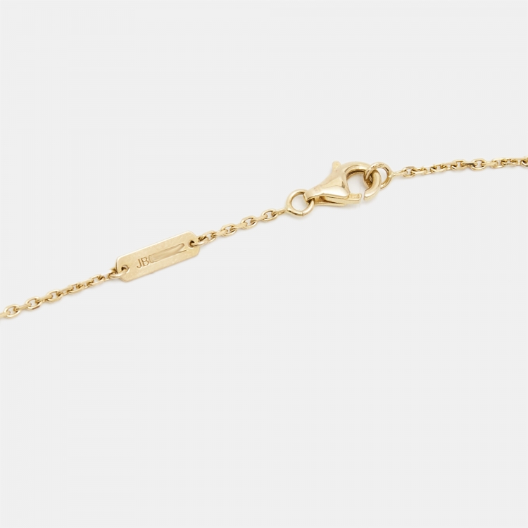 Pre Owned Van Cleef & Arpels Vintage Alhambra Mother of Pearl 18k Yellow Gold Necklace