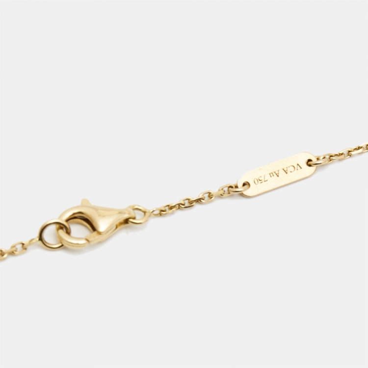 Pre Owned Van Cleef & Arpels Vintage Alhambra Onyx 18k Yellow Gold Necklace