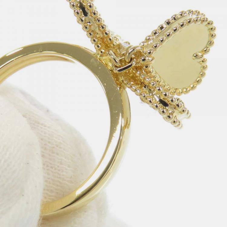 Van Cleef & Arpels - Sweet Alhambra Effeuillage Ring - Ring Woman Yellow gold/Diamond/Mother-of-Pearl