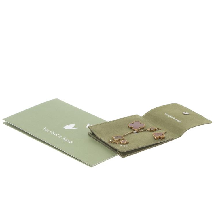 Pre Owned Van Cleef & Arpels Magic Alhambra Tiger's Eye & Carnelian 18k Yellow Gold Bracelet 20cm